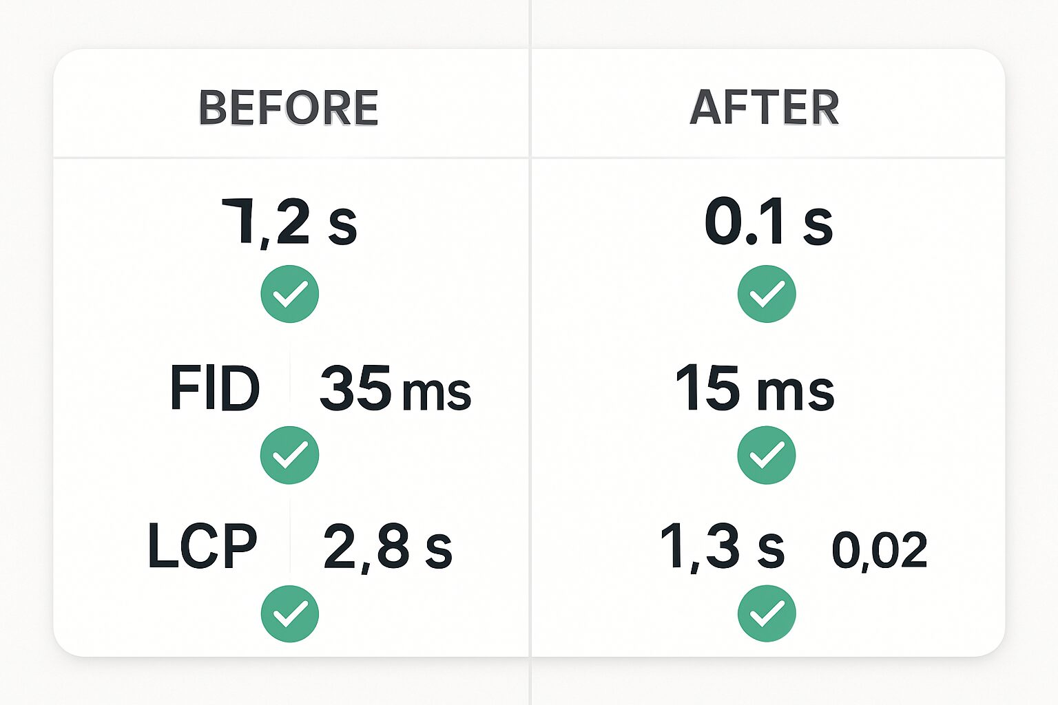 Comparatif de performance entre staging et production après migration.