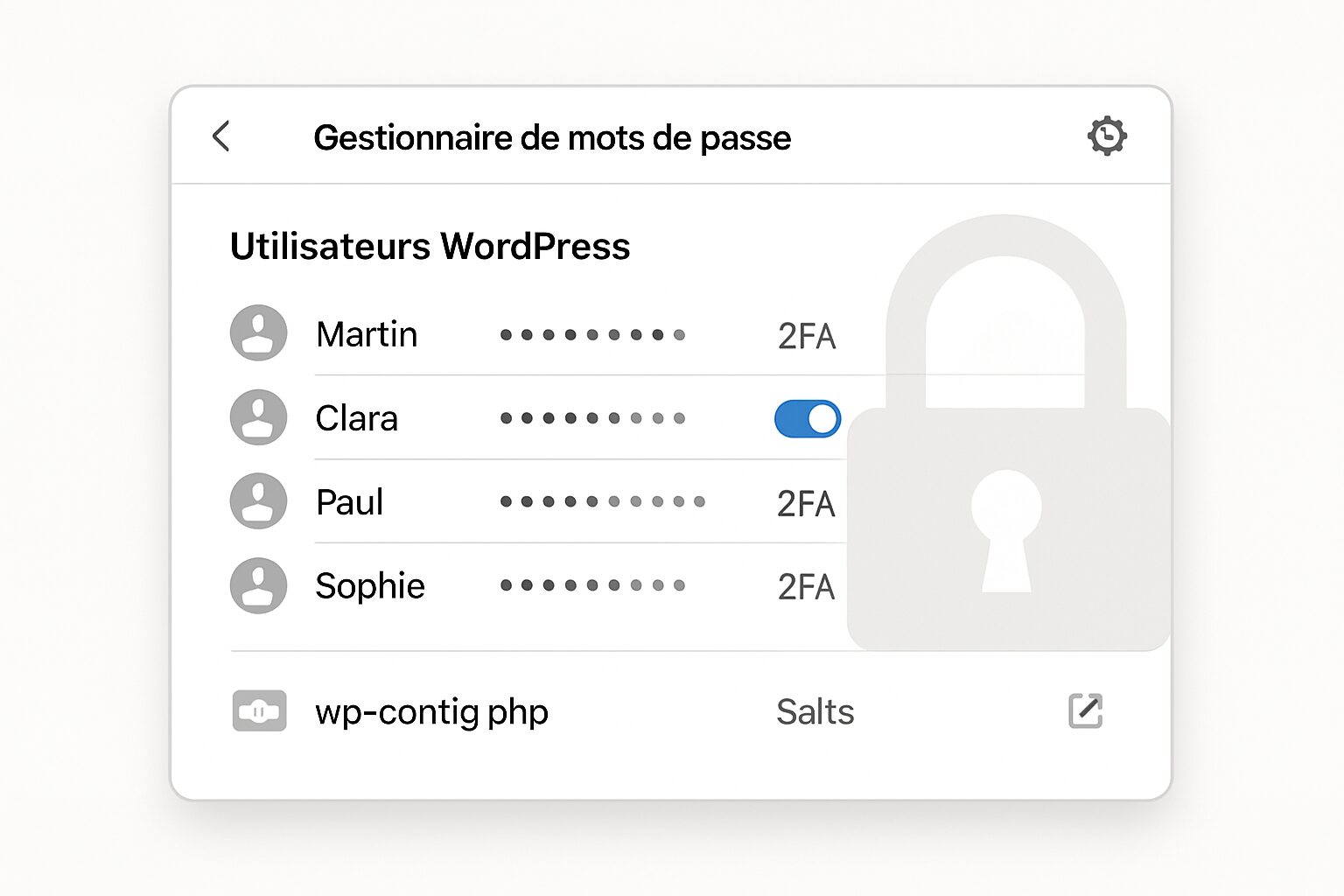 Réinitialiser les mots de passe et clés de sécurité
