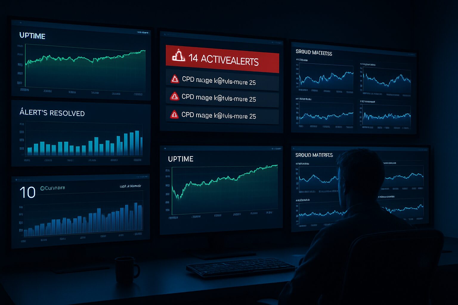 Équipe en monitoring WordPress avec graphiques d’uptime