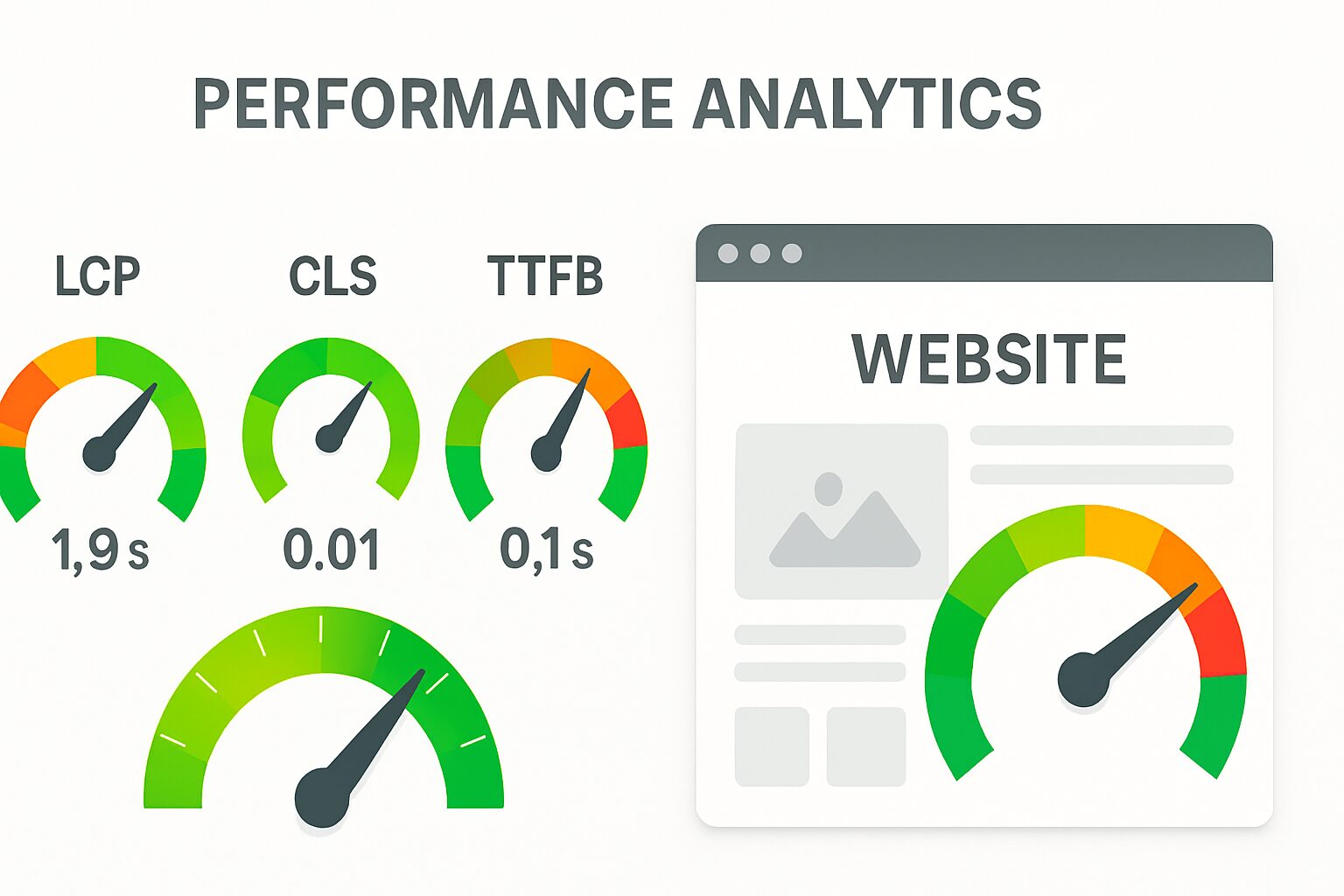 Tableau de performance WordPress avec indicateurs en vert