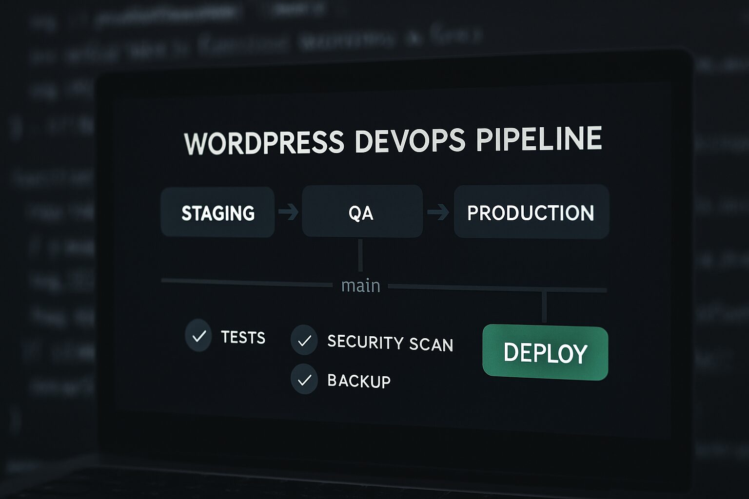 Pipeline de déploiement WordPress de staging à production.