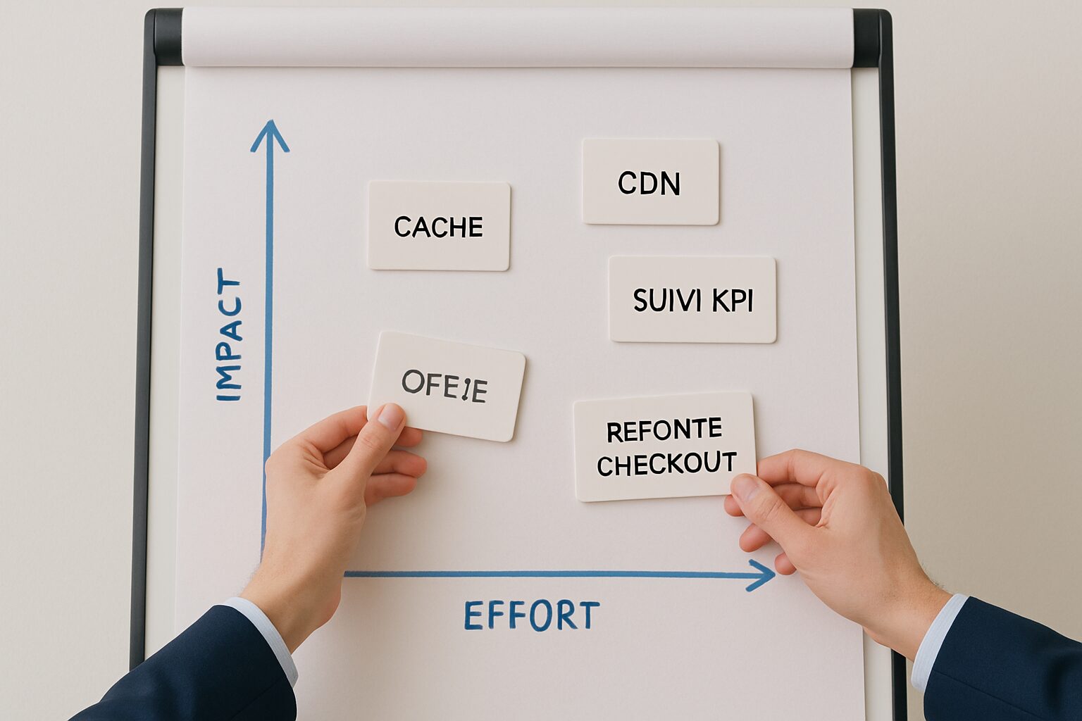 Matrice Impact/Effort pour prioriser le backlog WordPress.