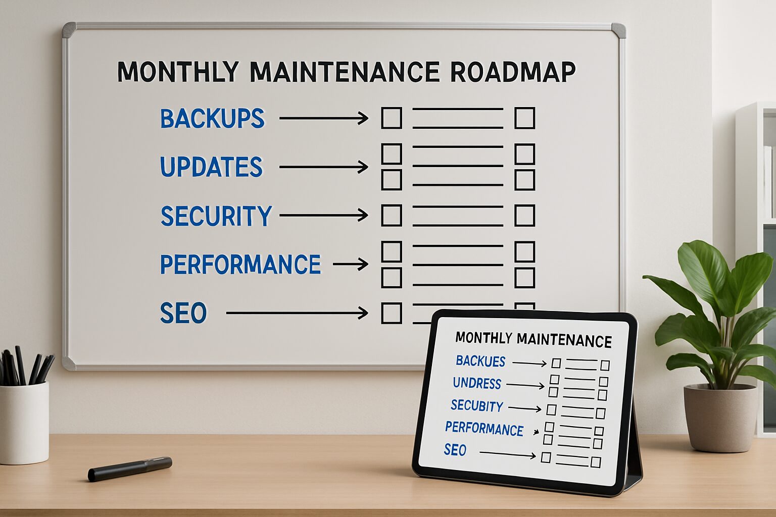 Roadmap mensuelle de maintenance WordPress