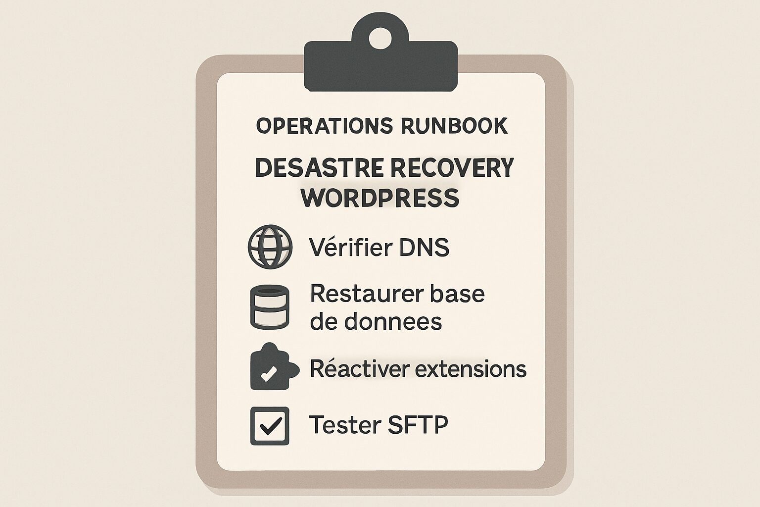 Checklist de reprise après incident WordPress