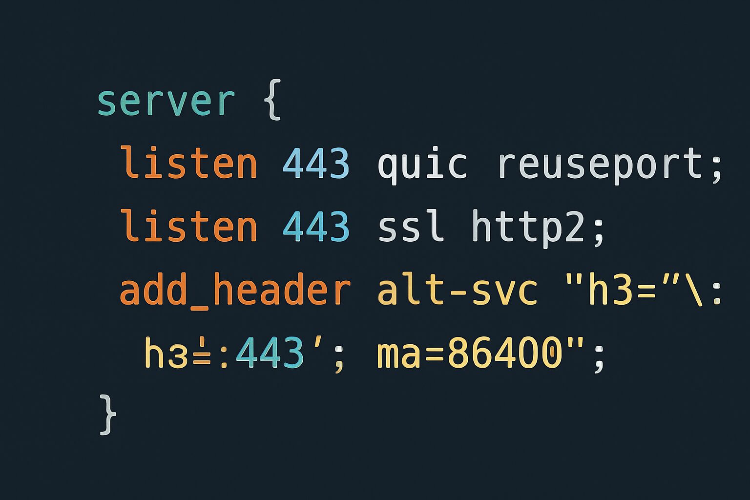 Exemple de configuration Nginx pour activer HTTP/3/QUIC sur un site WordPress.