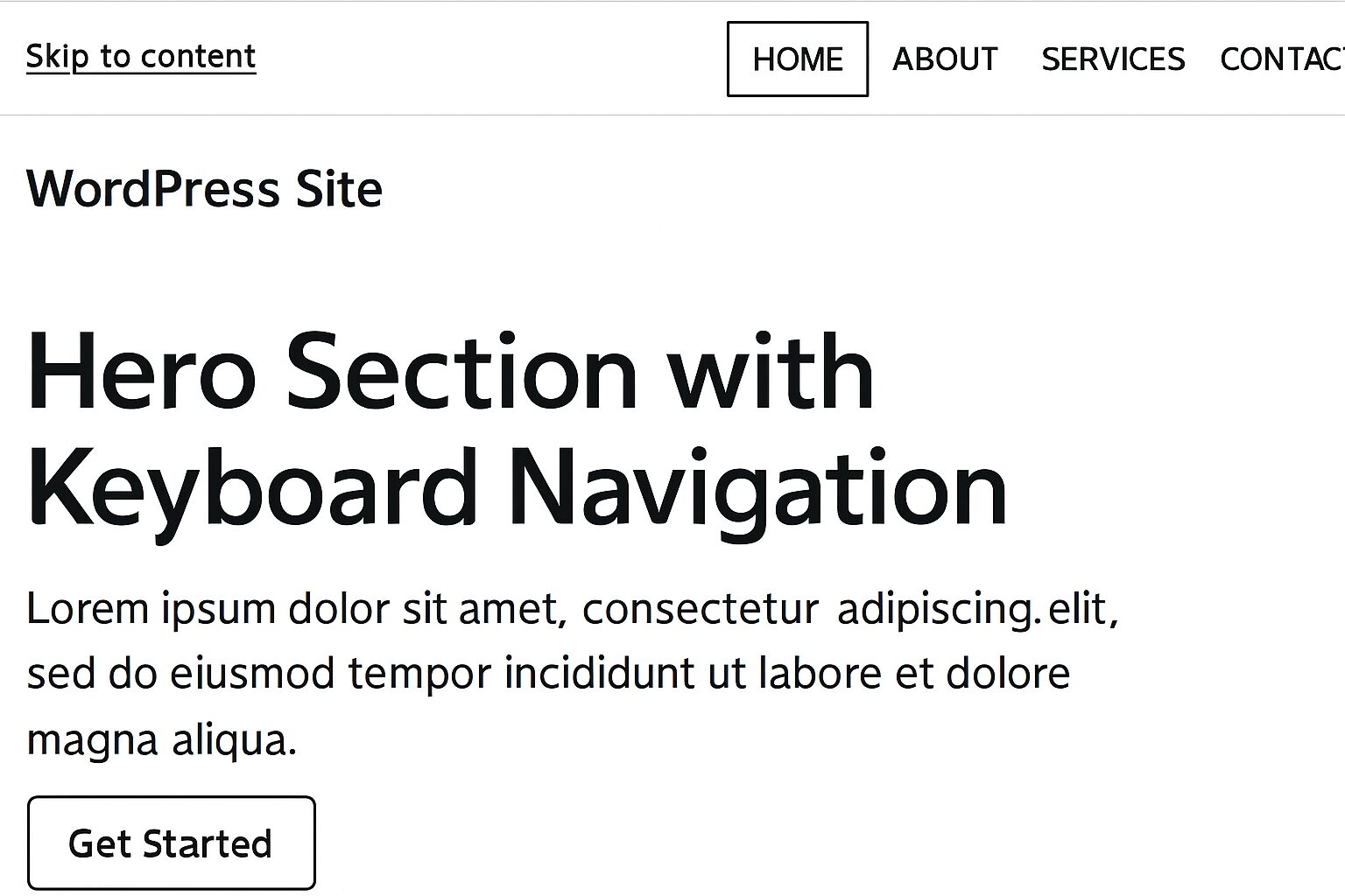 Navigation au clavier avec focus visible sur le menu WordPress