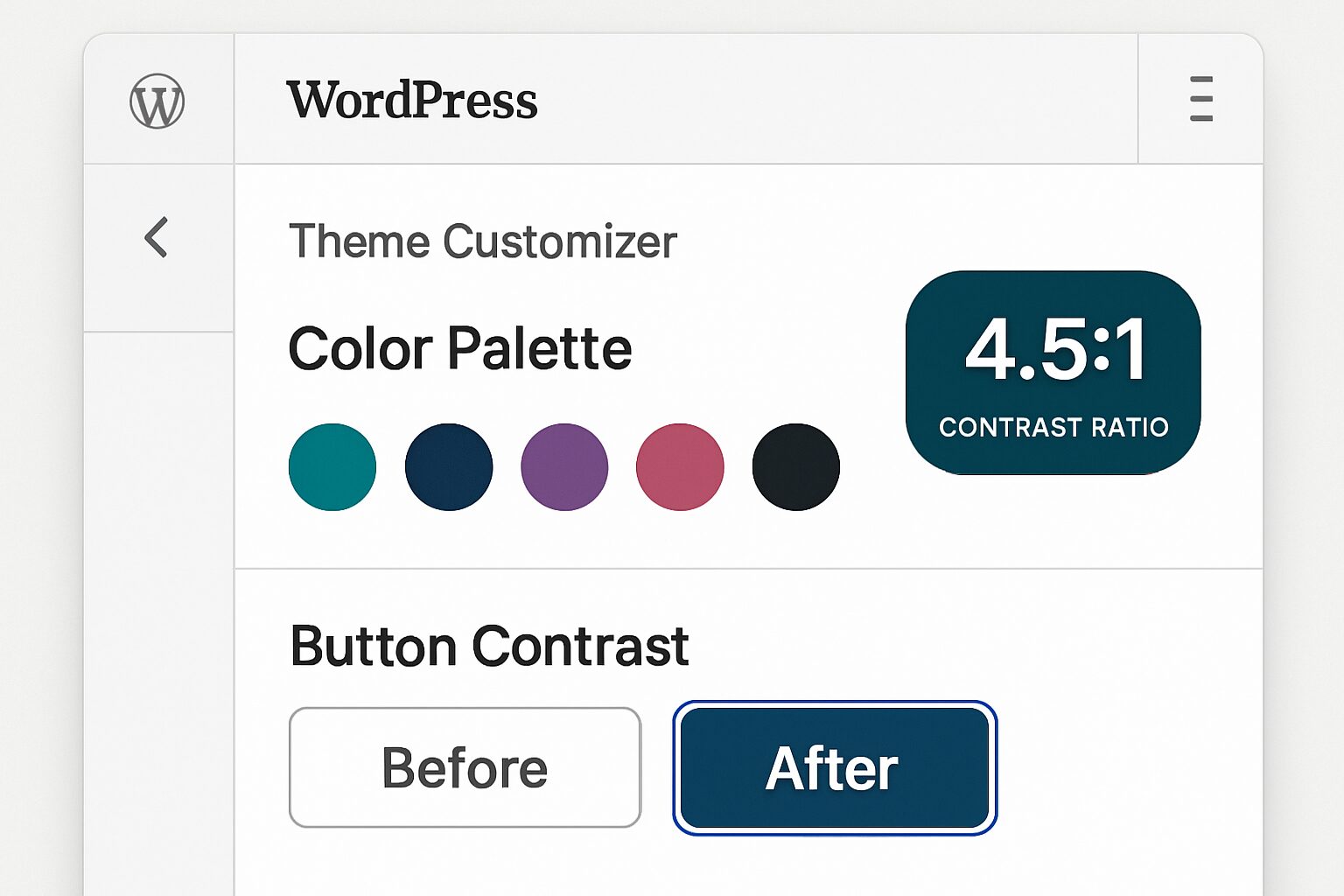 Vérification du contraste des boutons dans un thème WordPress